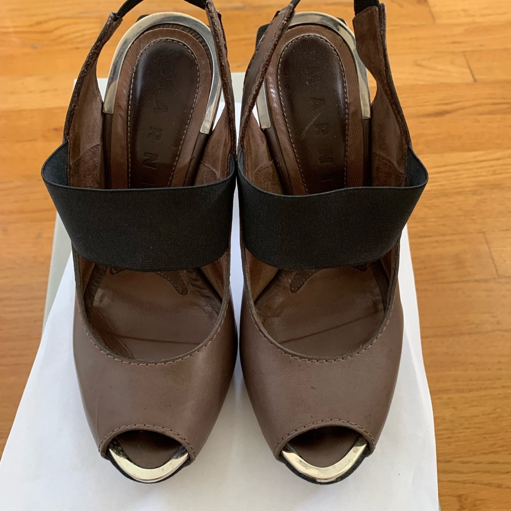 Marni Brown Peep Toe Women's Shoes